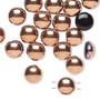 Bead, Preciosa Candy™, Czech pressed glass, opaque black with half-coat copper, 8mm candy with (2) 0.8-0.9mm holes. Sold per pkg of 20. (23980/27101)