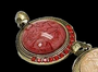 LAST STOCK: Red Resin Pendant, Flat Round, Antique Bronze, 52x12mm, Hole: 13x8mm