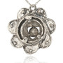 Tibetan Style Alloy Rhinestone Flower Big Pendant, Antique Silver, Light Siam, 60x57x18mm, Hole: 5mm