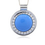 Vintage Flat Round, Alloy Resin Pendant, Antique Silver, Sky Blue, 68.5x60x10.5mm, Hole: 8.5mm