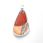 Tibetan Style Resin Pendant, Drop, Silver, Orange, 85x42x10mm