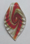 Lampwork glass Leaf Pendant orange - Red 65 x 35 x 10mm - sold individually