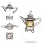 Bead cap, antiqued pewter (tin-based alloy), 20x17mm teapot, fits 7-8mm bead. Sold per 2-piece set.