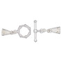 Clasp, 2-strand toggle, Screw-Tite Crimps™, silver-plated brass, 43x12mm with smooth cone crimp ends, for wire up to 0.024 inches. Sold individually.