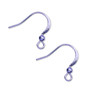 Ear wire, electro-coated brass, purple, 19mm flat fishhook with 3mm ball and open loop, 21 gauge. Sold per pkg of 5 pairs.