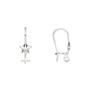 Ear wire, silver-plated brass, 18mm kidney with 6mm star and open loop, 20-21 gauge. Sold per pkg of 5 pairs.