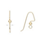 Ear wire, gold-plated brass, 18mm perfect balance angular fishhook with 3mm ball and open loop, 22 gauge. Sold per pkg of 5 pairs.