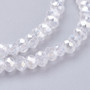 Electroplate Glass Bead, Faceted Rondelle, Clear AB, 3x2mm; Hole: 0.5mm, approx 190pcs per strand, Sold per 2 x 16.7" strand.