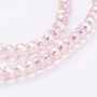 Electroplate Glass Bead, Faceted Rondelle, Pearl Pink AB, 3x2mm; Hole: 0.5mm, approx 190pcs per strand, Sold per 2 x 16.7" strand.