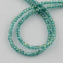 Electroplate Glass Bead, Faceted Rondelle, Light Sea Green AB, 3x2mm; Hole: 0.5mm, approx 190pcs per strand, Sold per 2 x 16.7" strand.