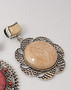 Cream Resin Pendant, Flat Round, Antique Bronze, 60x12mm, Hole: 12x8mm