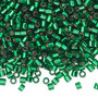 DBL-0046 - 8/0 - Miyuki - Transparent Silver Lined Green - 7.5gms (approx 220 Beads) - Glass Delica Beads - Cylinder