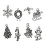 12.5x9mm-22.5x17.5mm - Antiqued Pewter - 8 pack - Mixed Christmas Charms