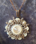 Handmade Star pendant necklace 52cm long - Brown, Cream & Crystal