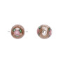 8-9mm - Czech - Op Brown, Pink Green- 6pk - Lampworked Glass with flower Design