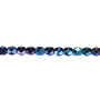 4mm - Czech - Opaque Iris Blue - Strand (approx 100 beads) - Faceted Round Fire Polished Glass