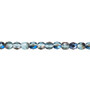 4mm - Czech - Teal Blue Iris - Strand (approx 100 beads) - Faceted Round Fire Polished Glass