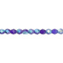 4mm - Czech - Matte Dark Blue AB - Strand (approx 100 beads) - Faceted Round Fire Polished Glass