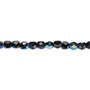 4mm - Czech - Opaque Jet AB - Strand (approx 100 beads) - Faceted Round Fire Polished Glass