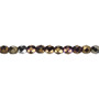 4mm - Czech - Opaque Iris Brown - Strand (approx 100 beads) - Faceted Round Fire Polished Glass