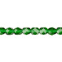 6mm - Czech - Transparent Emerald Green - Strand (approx 65 beads) - Faceted Round Fire Polished Glass