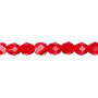 6mm - Czech - Translucent Light Red - Strand (approx 65 beads) - Faceted Round Fire Polished Glass