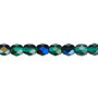 6mm - Czech - Green Blue Iris - Strand (approx 65 beads) - Faceted Round Fire Polished Glass