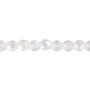 6mm - Czech - Translucent Matte Opal AB - Strand (approx 65 beads) - Faceted Round Fire Polished Glass