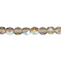 6mm - Czech - Translucent Smoke AB - Strand (approx 65 beads) - Faceted Round Fire Polished Glass