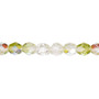 6mm - Czech - Two Tone Transparent Clear & Peridot Green AB - Strand (approx 65 beads) - Faceted Round Fire Polished Glass