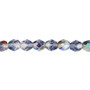 6mm - Czech - Two Tone Crystal/Dark Grey AB - Strand (approx 65 beads) - Faceted Round Fire Polished Glass