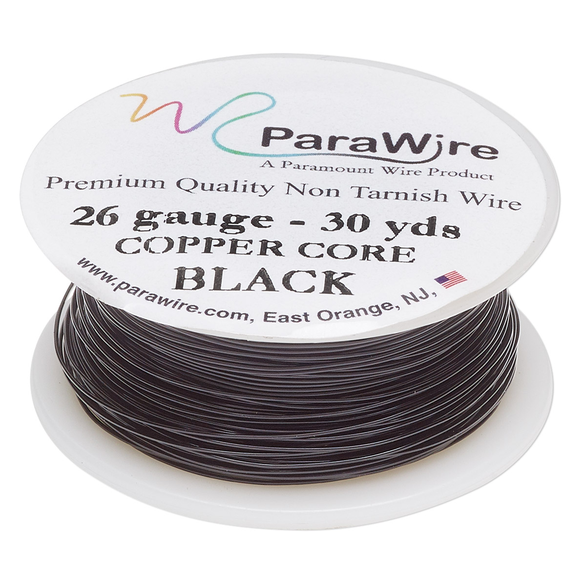 Wire, ParaWire™, black enamel copper, round, 26 gauge. Sold per 30-yard  spool.