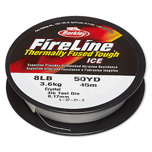 Thread, Berkley® FireLine®, high-modulus polyethylene, 8-fiber braid,  crystal, 0.17mm diameter, 8-pound test. Sold per 50-yard spool. - Easybeads