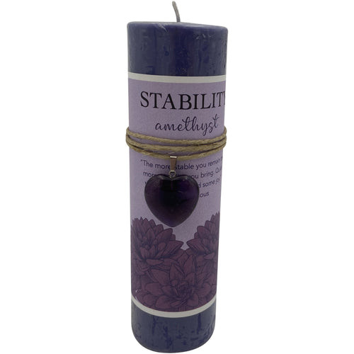 Crystal Heart Candle - Amethyst (Stability)