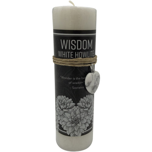 Crystal Heart Candle - White Howlite (Wisdom)