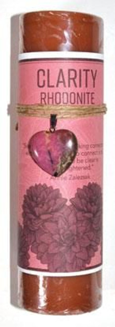 Crystal Heart Candle - Rhodonite (Clarity)