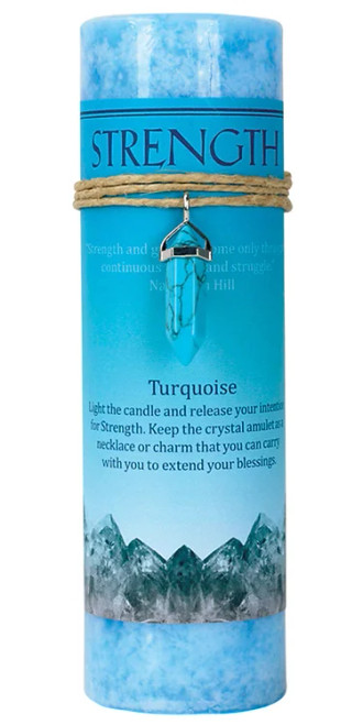 Crystal Energy Pendant Candle - Strength (Turquoise)