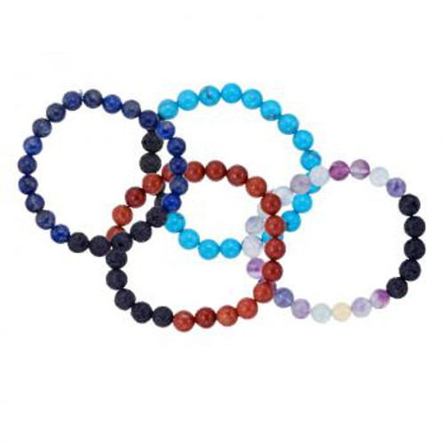 Fluorite Lava Bead Bracelet 8mm