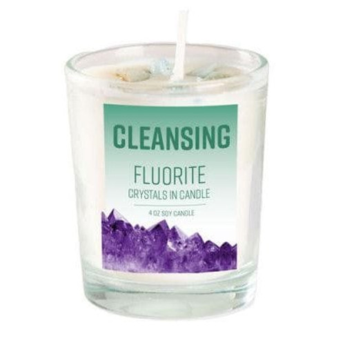 Stone Energy Candle - Cleansing (Flourite) Stone Energy Candle - Cleansing (Flourite)