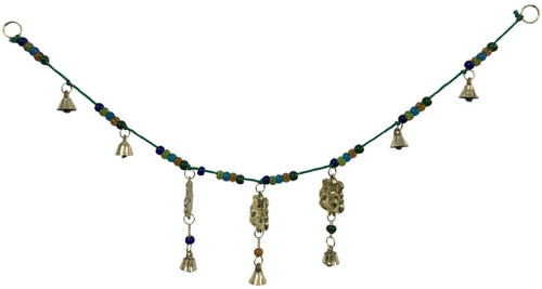 Brass Wind Chime Bandanvar with bells, 3 Ganesha Brass Wind Chime Bandanvar with bells, 3 Ganesha