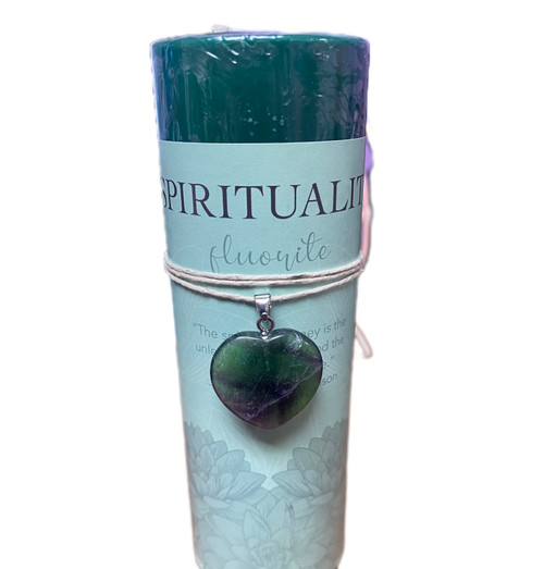 Crystal Heart Candle - Fluorite (Spirituality) Crystal Heart Candle - Fluorite (Spirituality)