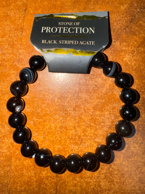 Black Stripe Agate Energy Bracelet 8mm