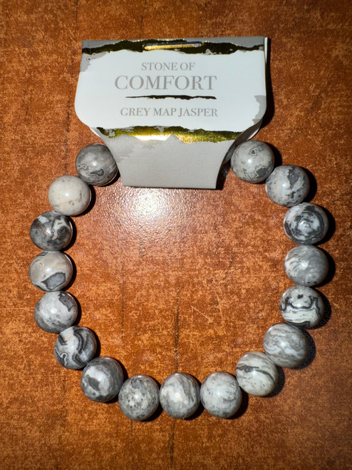 Grey Map Stone Energy Bracelet 8mm