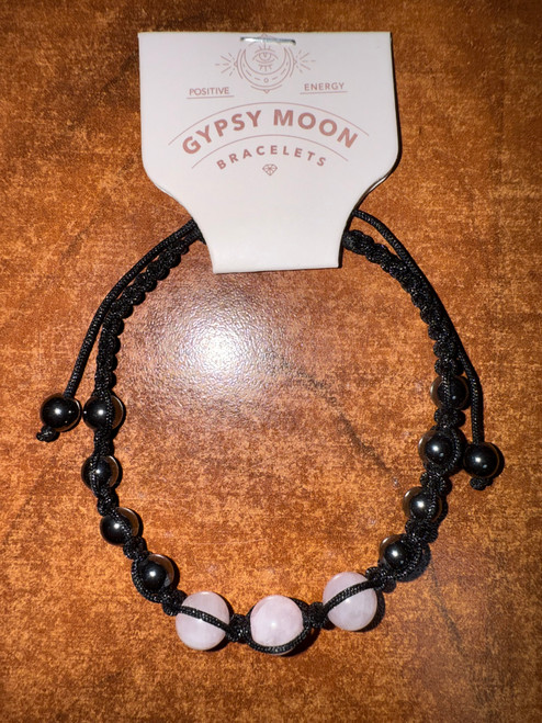 Adjustable Hematite & Rose Quartz Corded Bracelet Adjustable Hematite & Rose Quartz Corded Bracelet