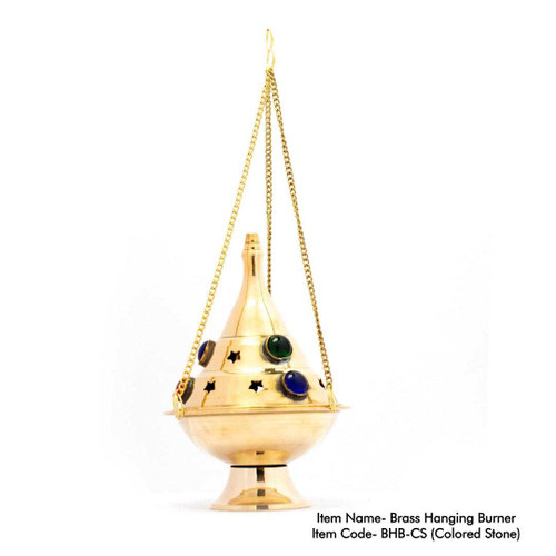 Brass Hanging Burner (Colored Stone)