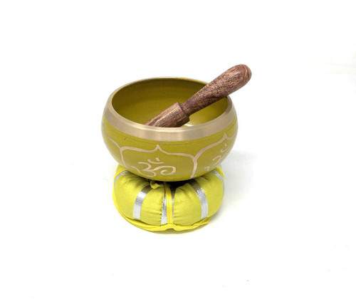 Tibetan Singing Bowl OM (Yellow)