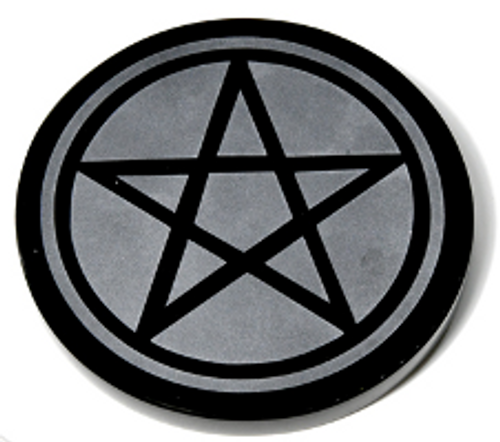 4" Obsidian Pentagram Altar Tile