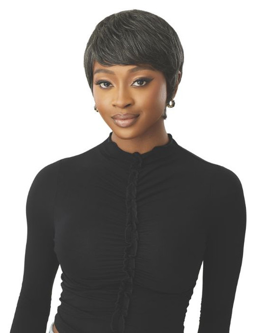 Perruque courte en cheveux humains Outre Fab & Fly Celia vue de face