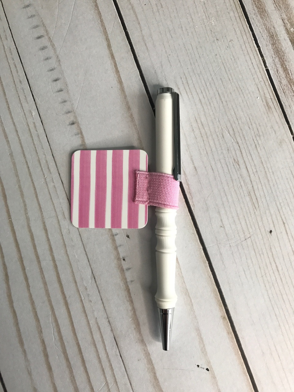 Pink Gingham Single Pen Holder for Notebook, Planner Pen Holder Band,  Planner Accessory, Journal Accessory 