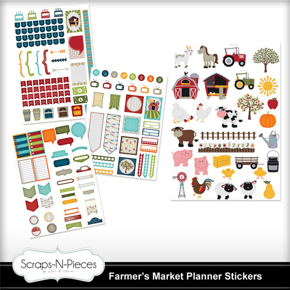 Farmers Market Stickers - Set of 4